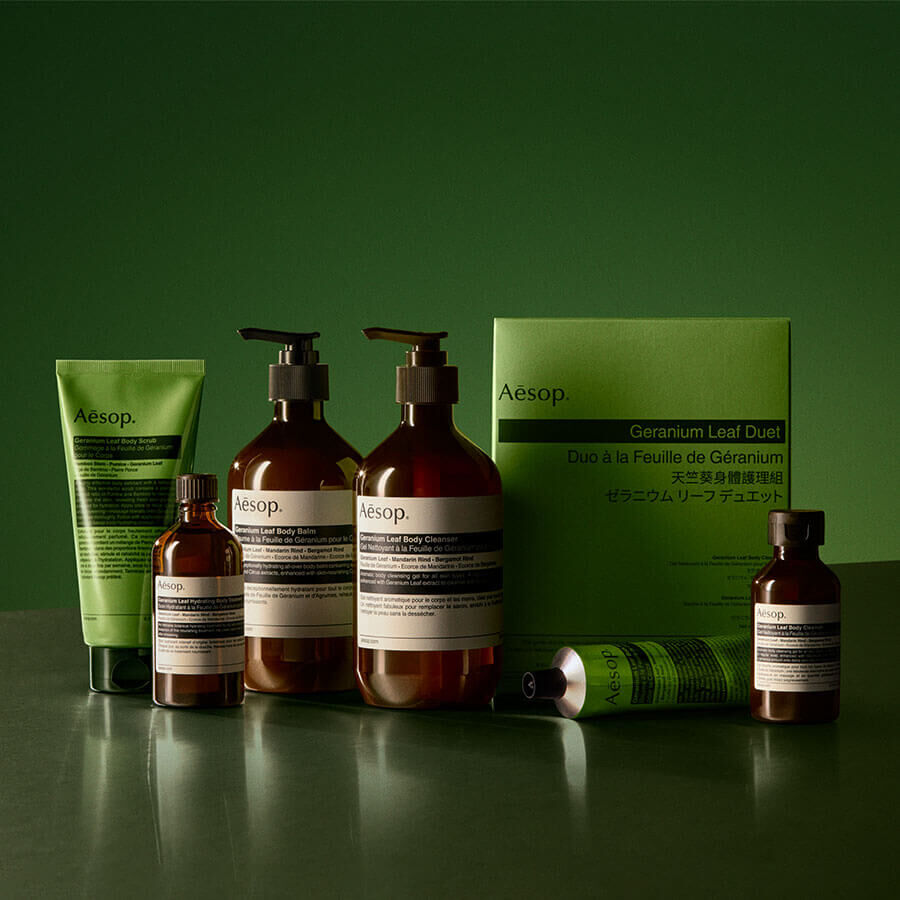 Aesop Geranium Leaf Duet ボディクレンザー&ボディバーム Aesop Geranium Leaf Duet, Body Cleanser & Body Balm Kit