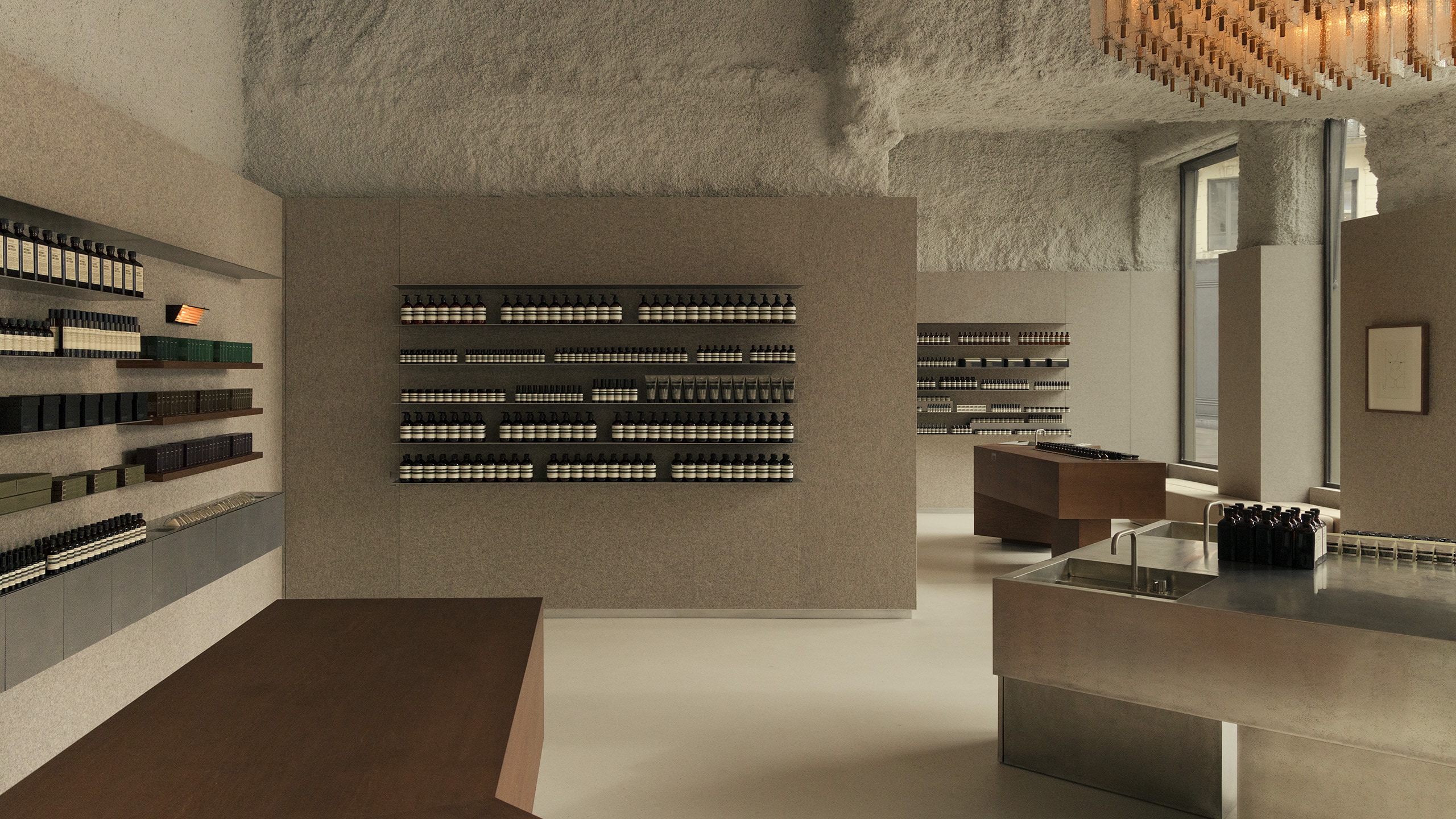 Aesop Lyon Place de la Republique store interior featuring product displays.