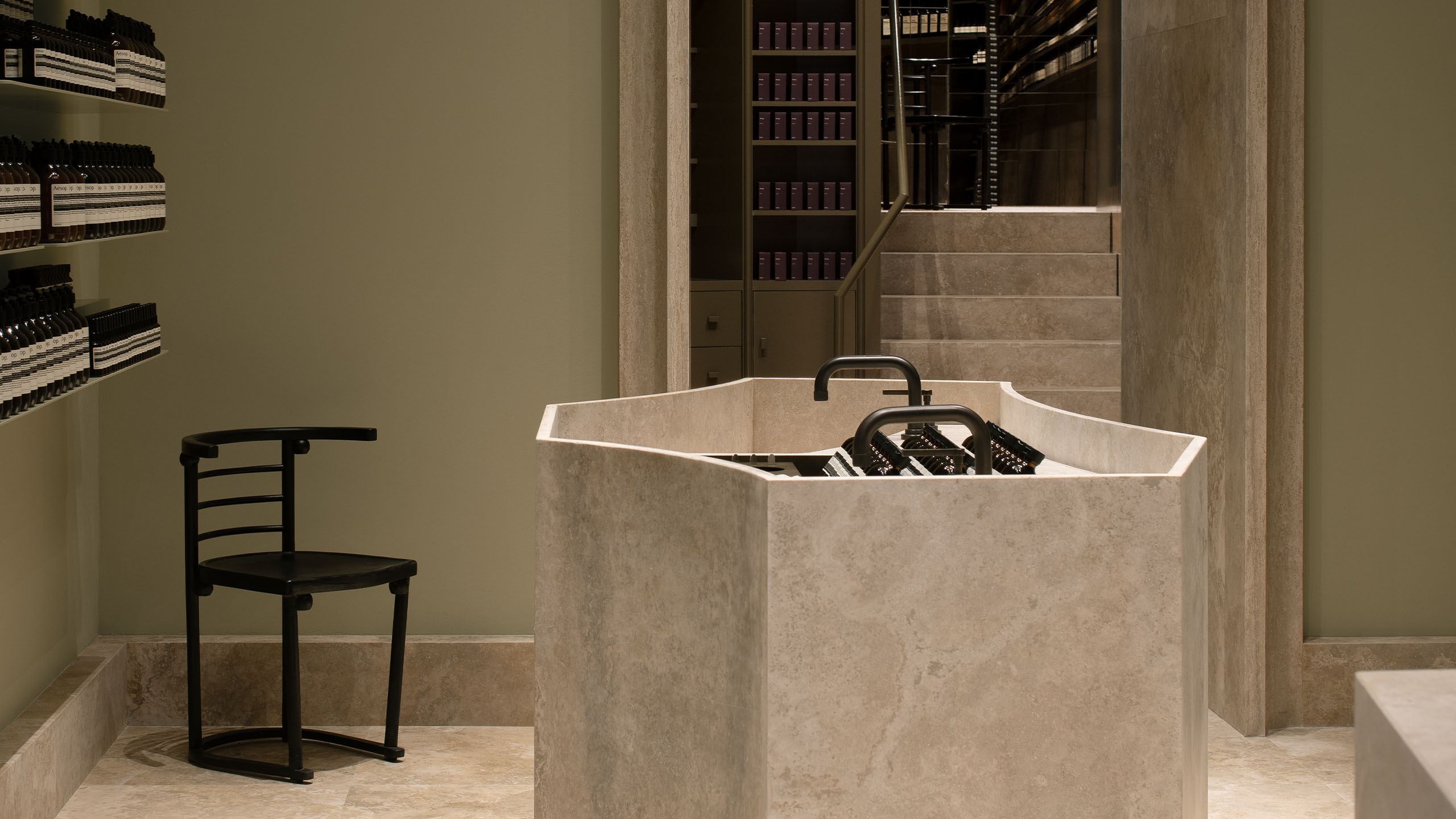 Aesop Neubaugasse store interior basin detail
