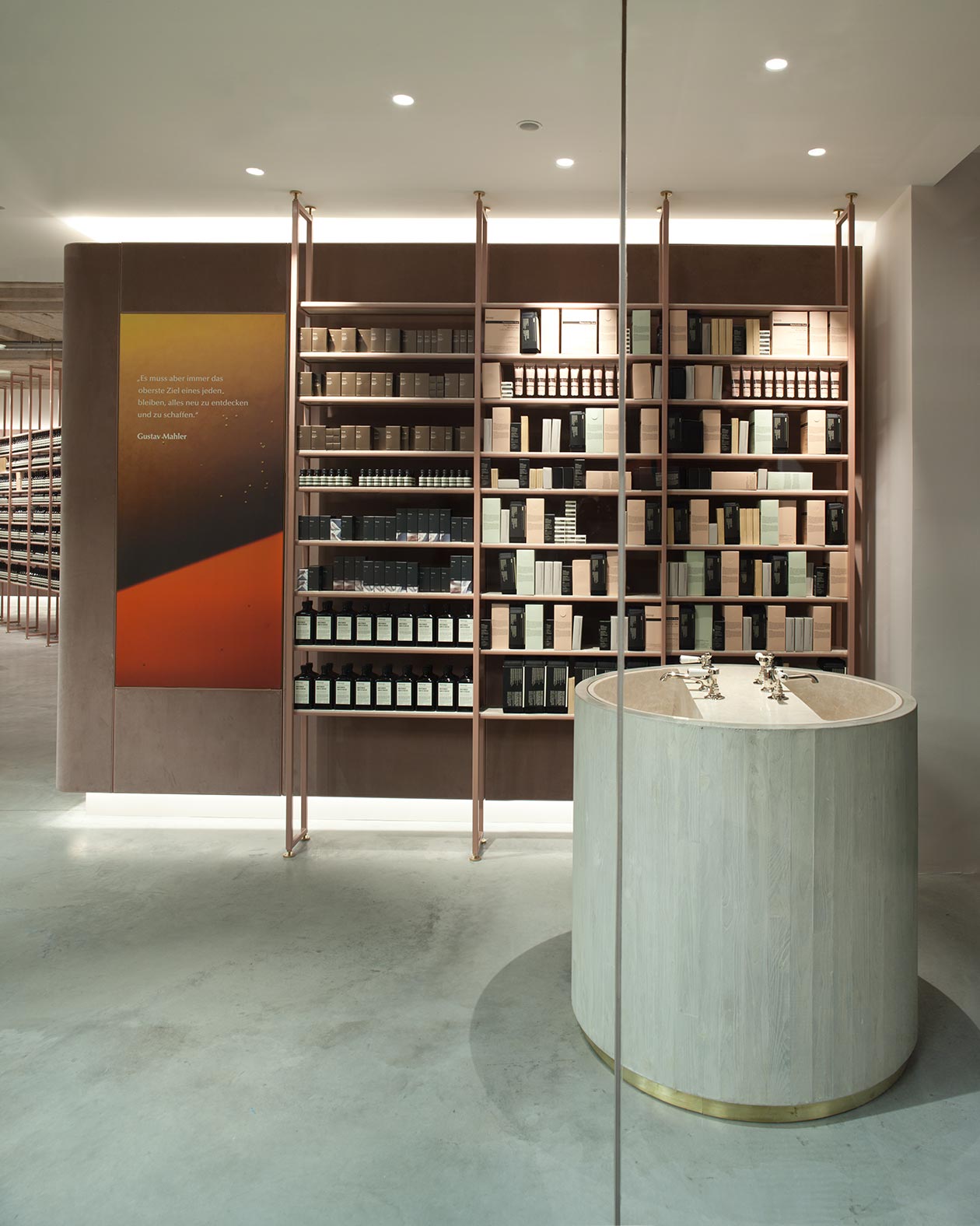 Aesop Luitpoldblock store interior shelving and sink