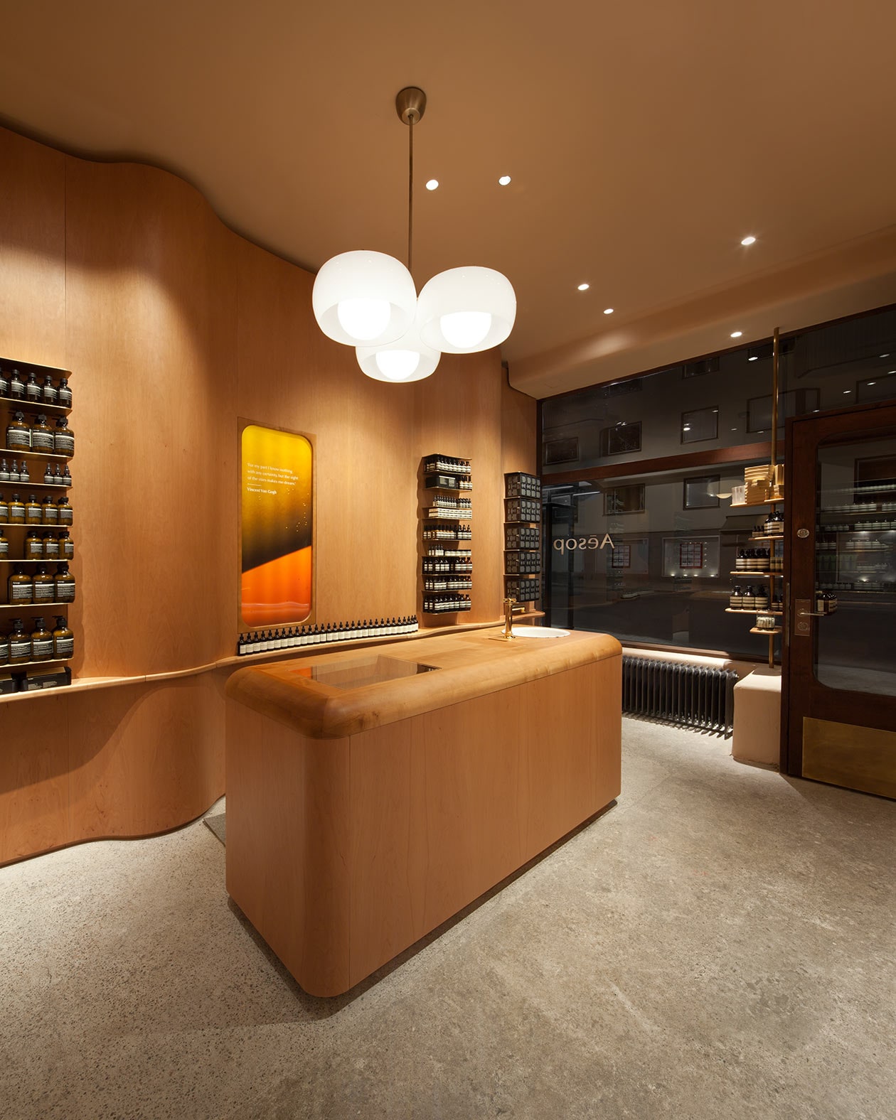 Aesop SoFo store interior countertop.