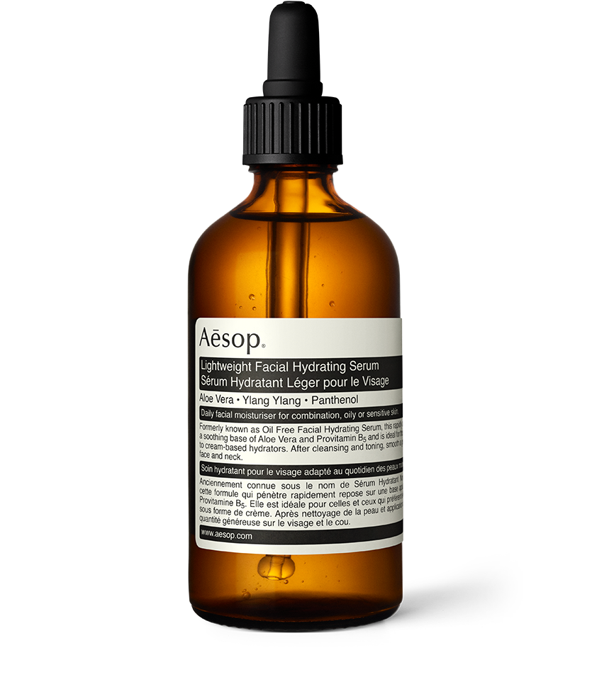Lightweight Facial Hydrating Serum in amber bottle