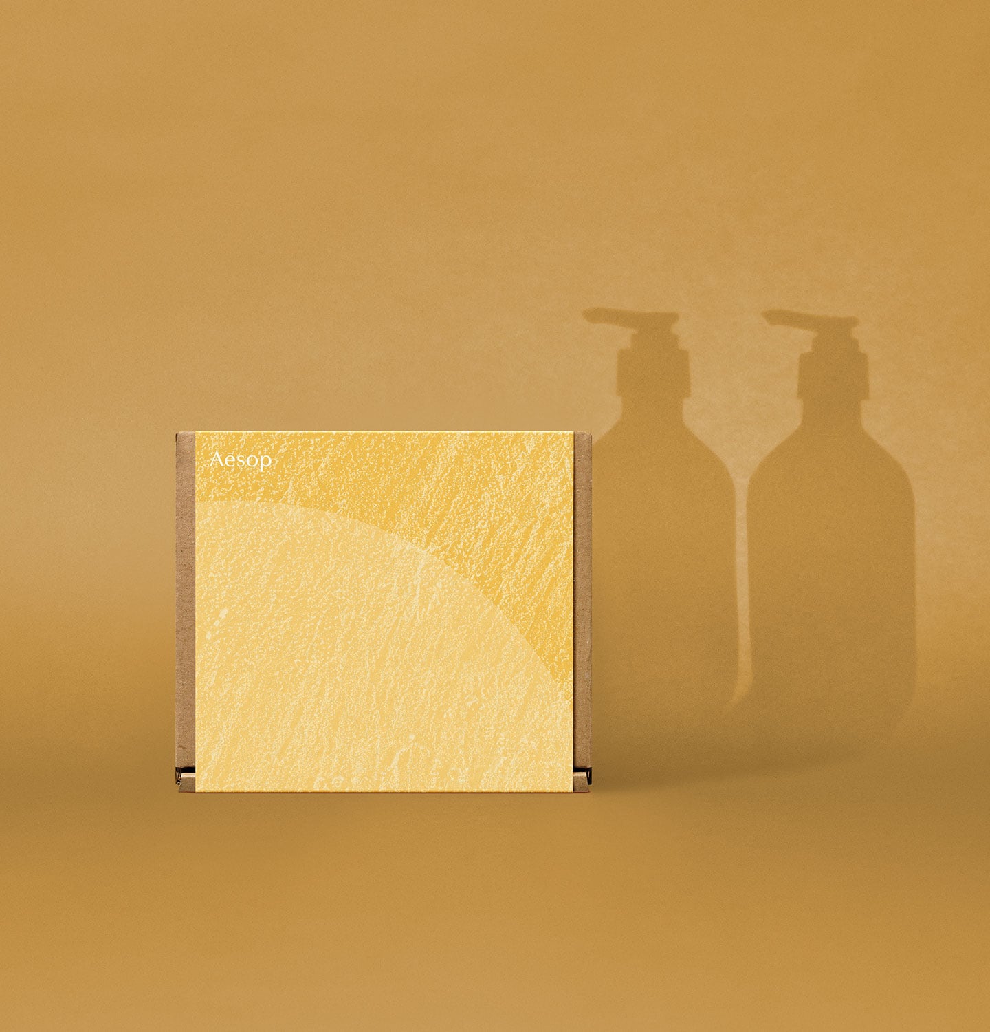 Yellow sleeve with product silhouette at the background