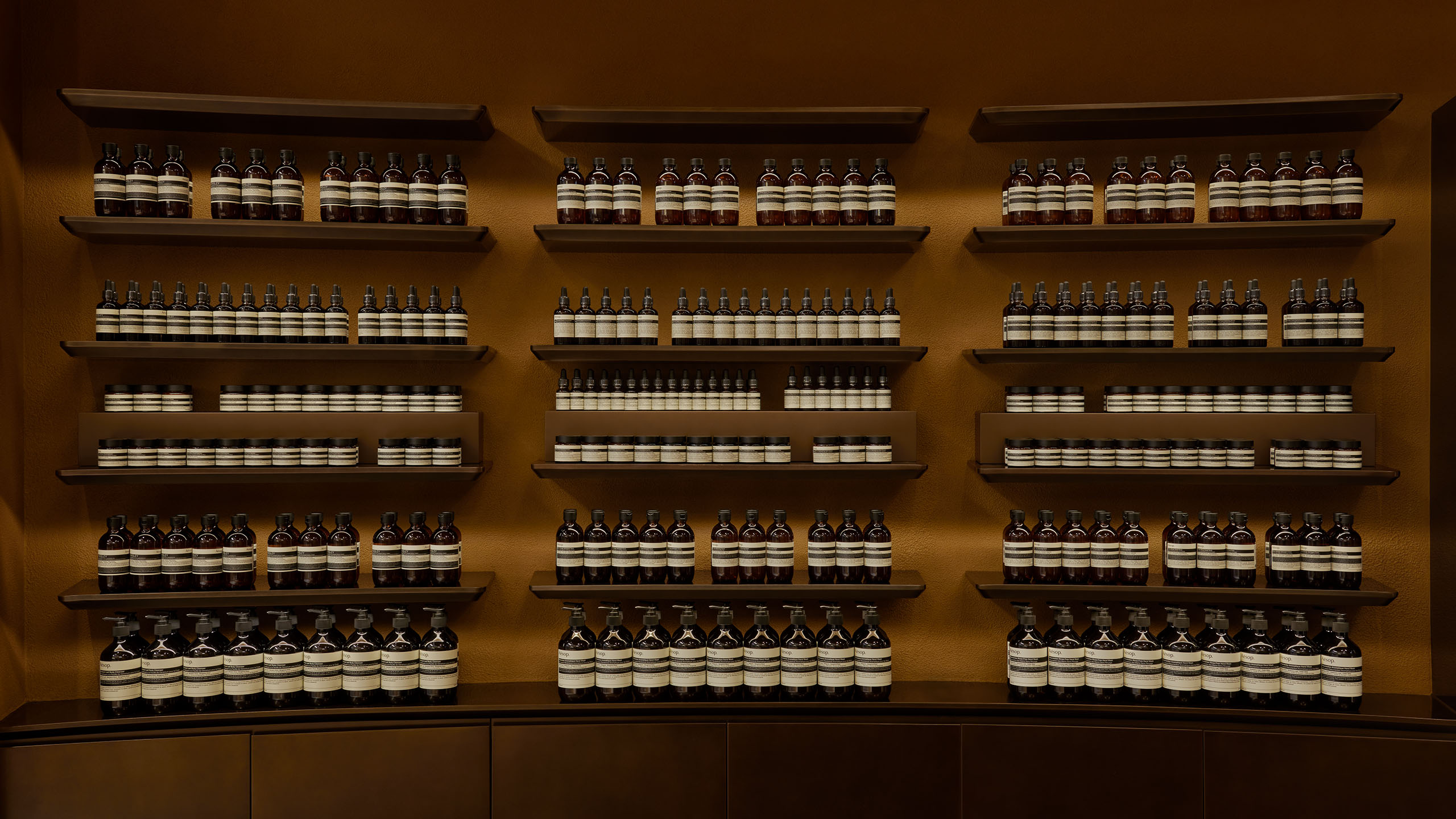 A range of Aesop products on the shelves