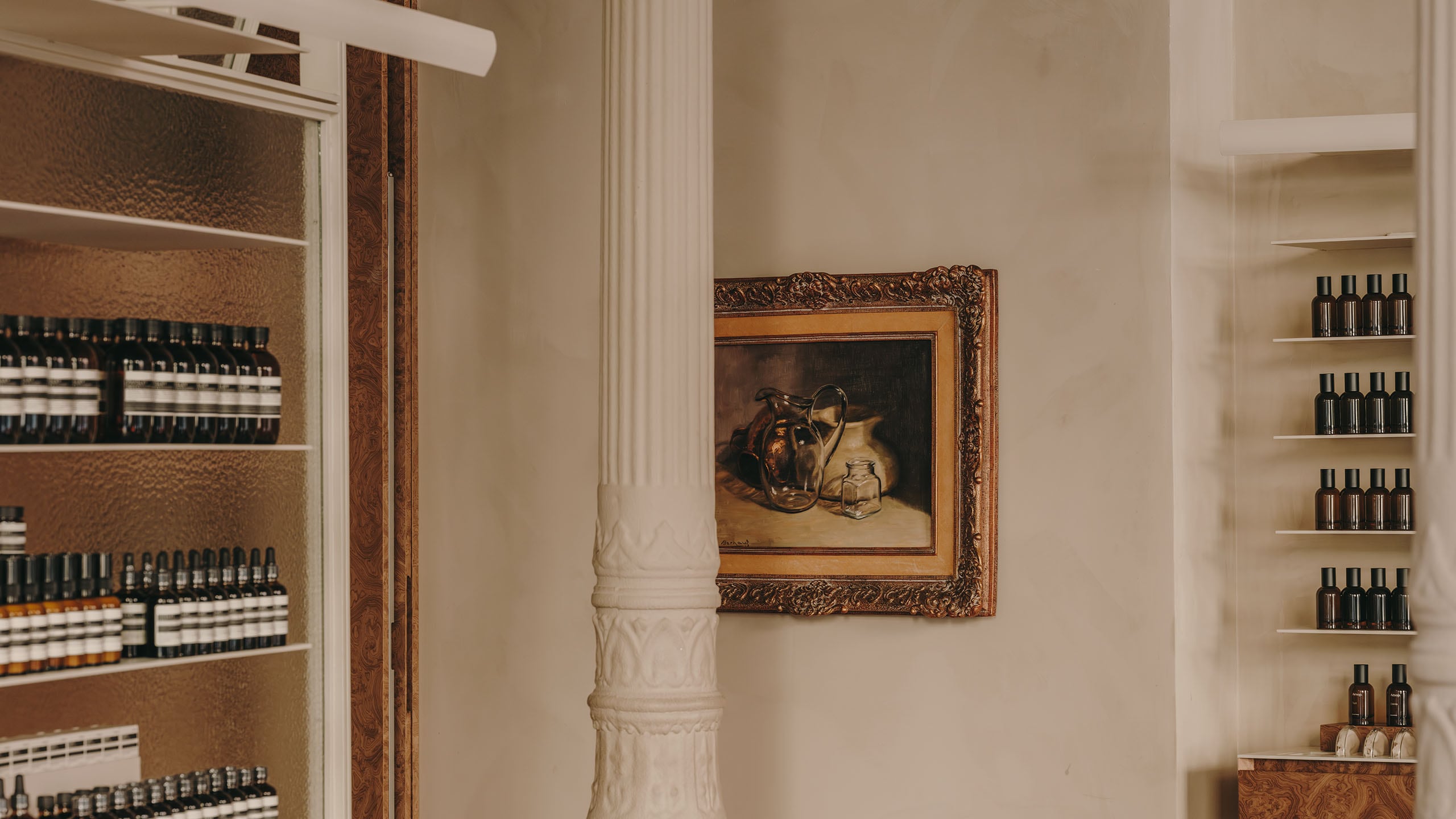Aesop Fernando VI store interior oil painting artwork.