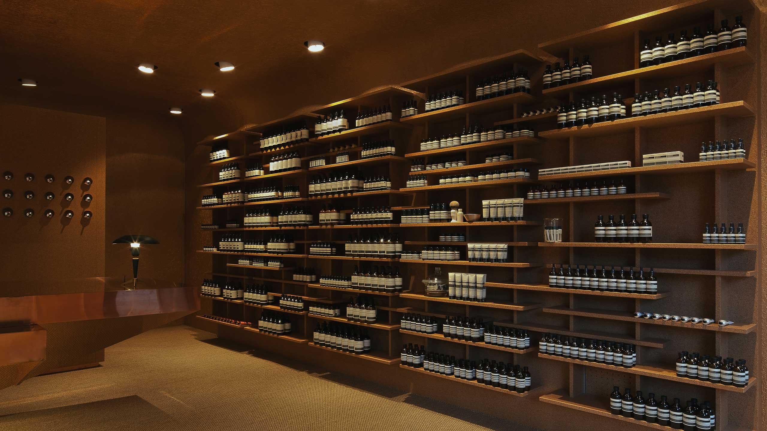 Aesop Geneva store interior shelving