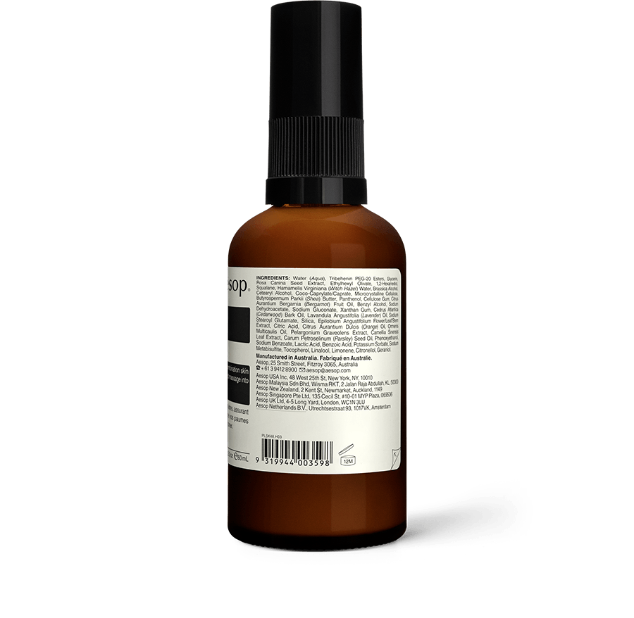 Back of Parsley Seed Anti-Oxidant Hydrator with pump