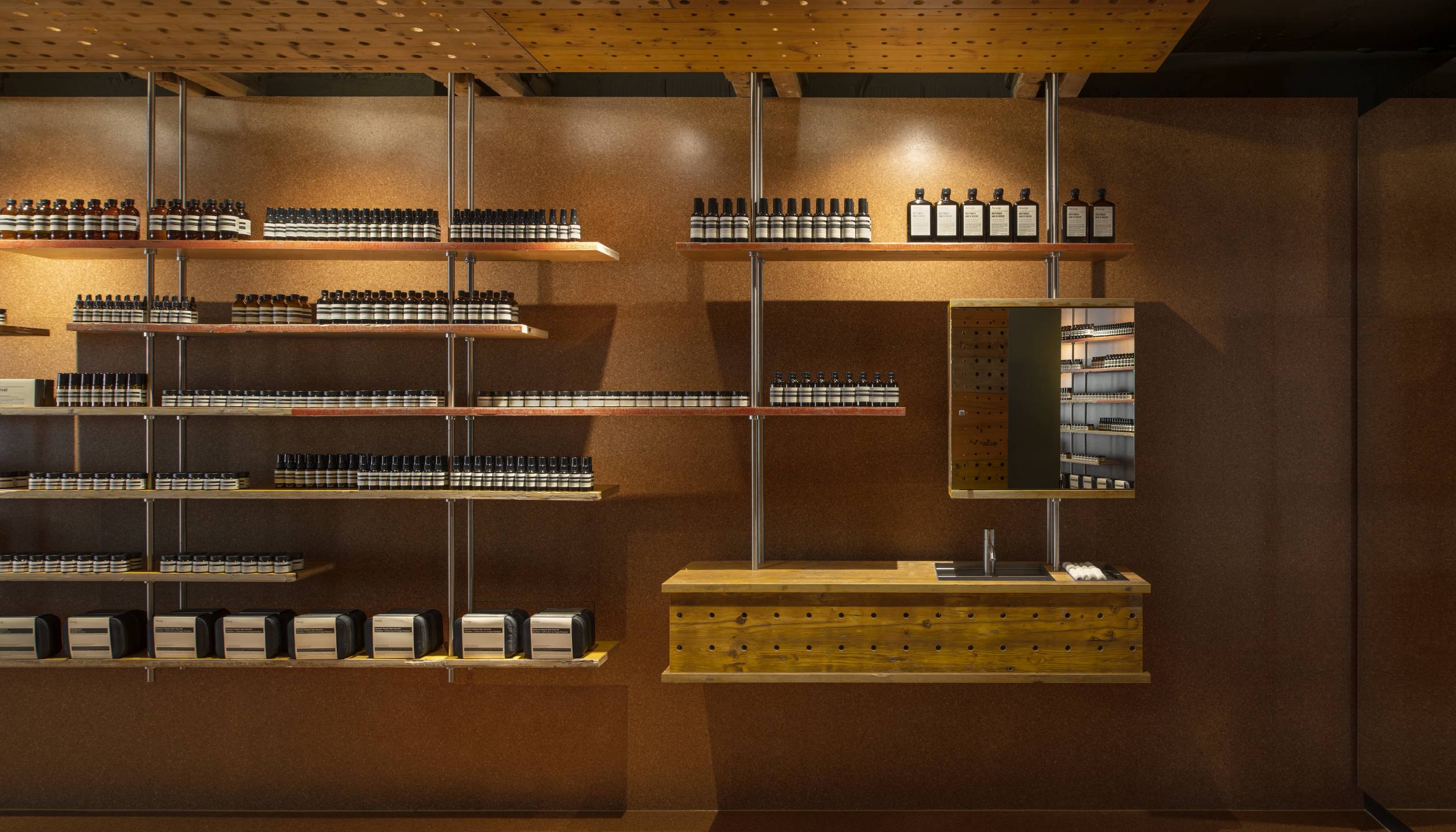Aesop Oberdorfstrasse II store interior product wall display.