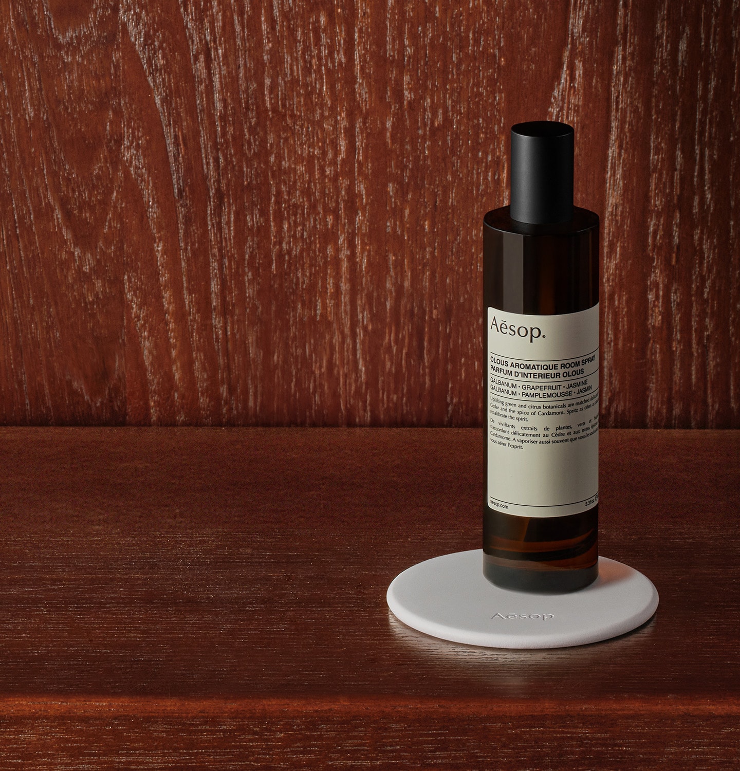 An Aesop room spray on the of the diffusing disc