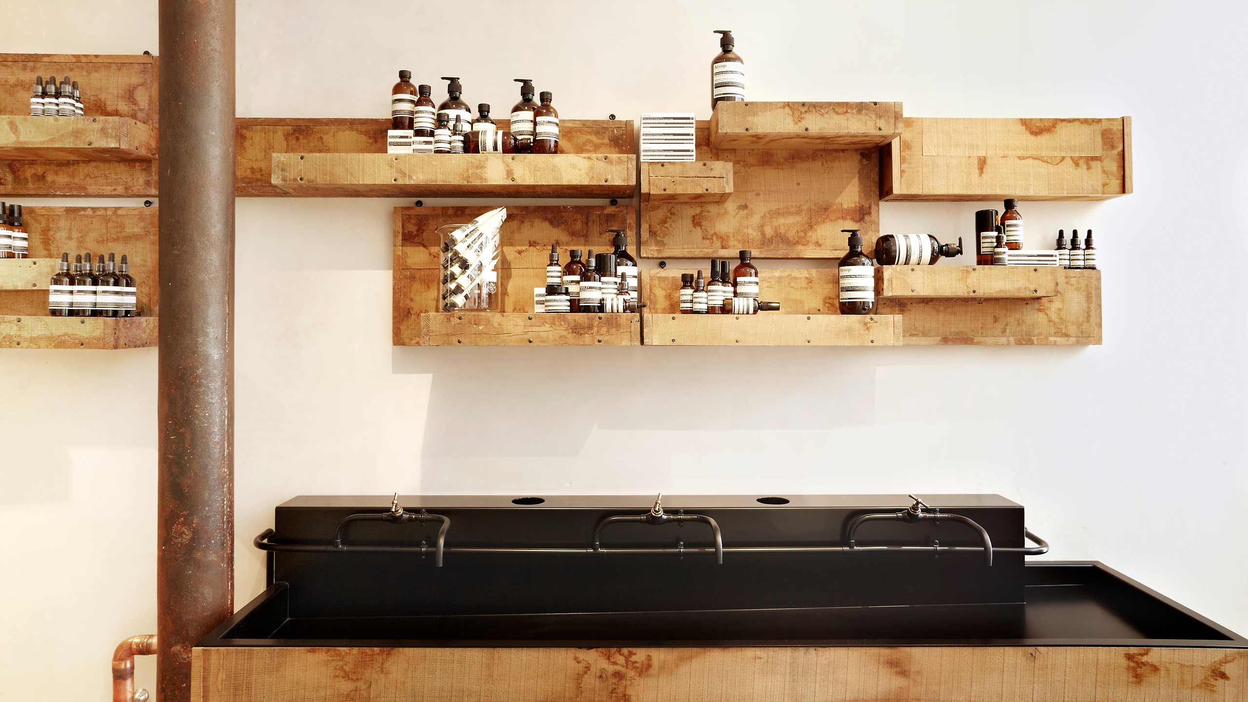Aesop Montmarte store interior shelving