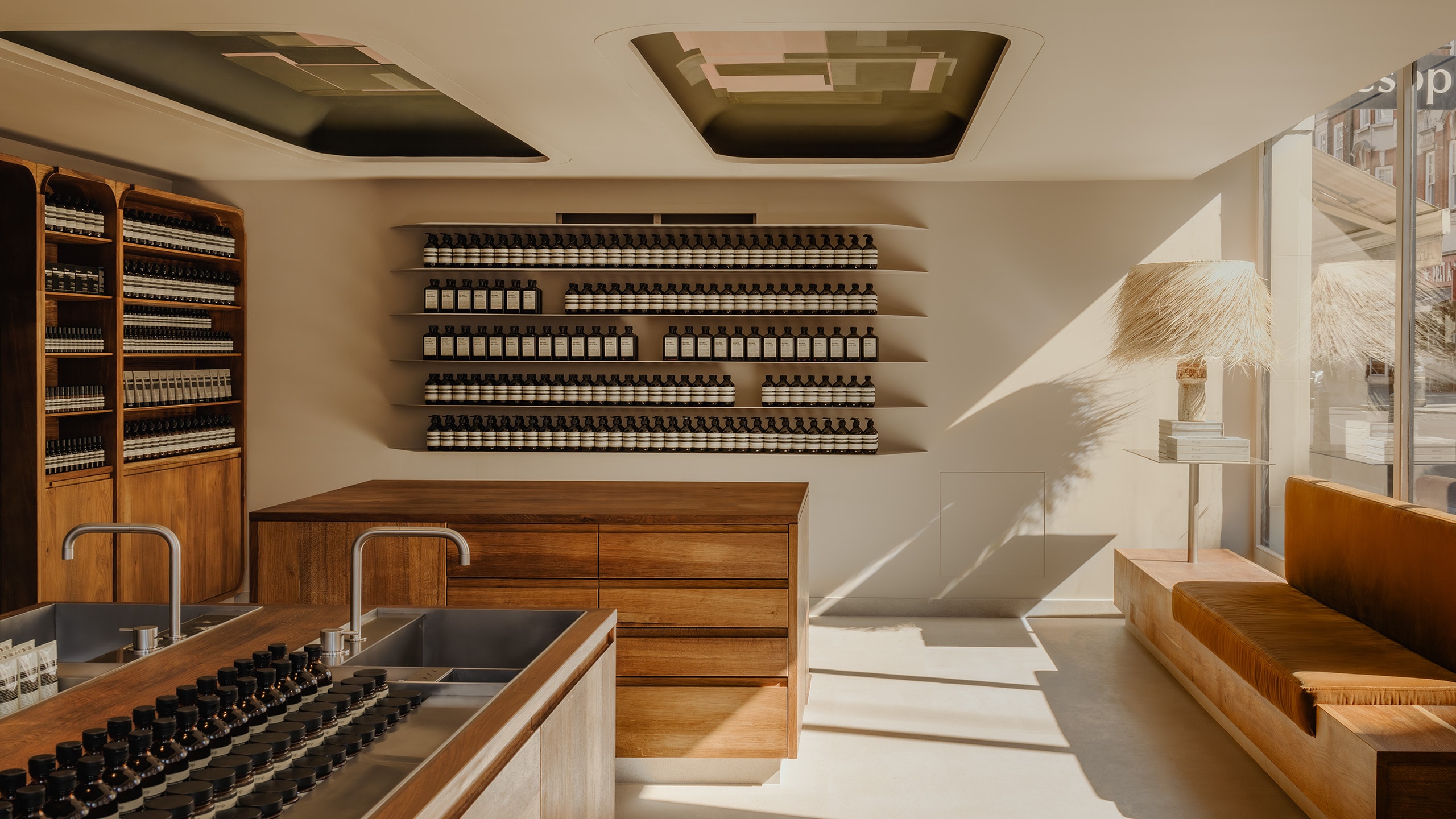 store interior view featuring basin and product on shelves