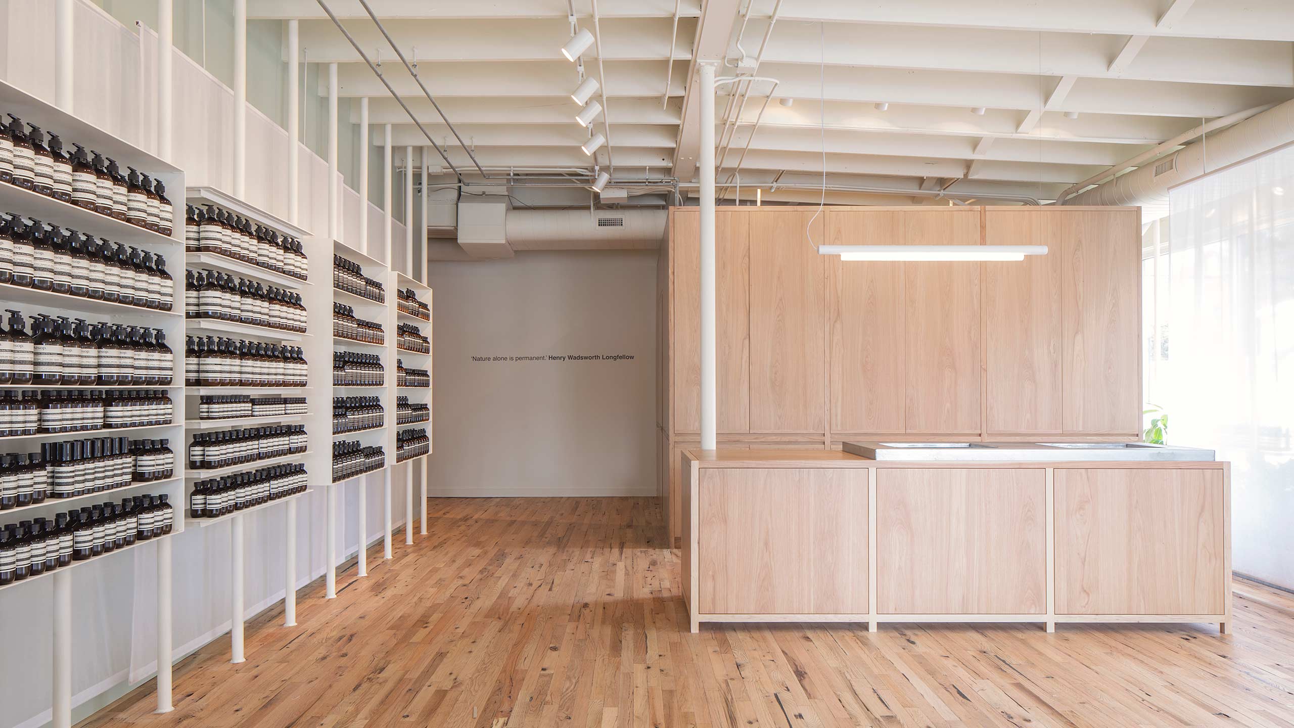 Looking at the counter area of Aesop Montrose