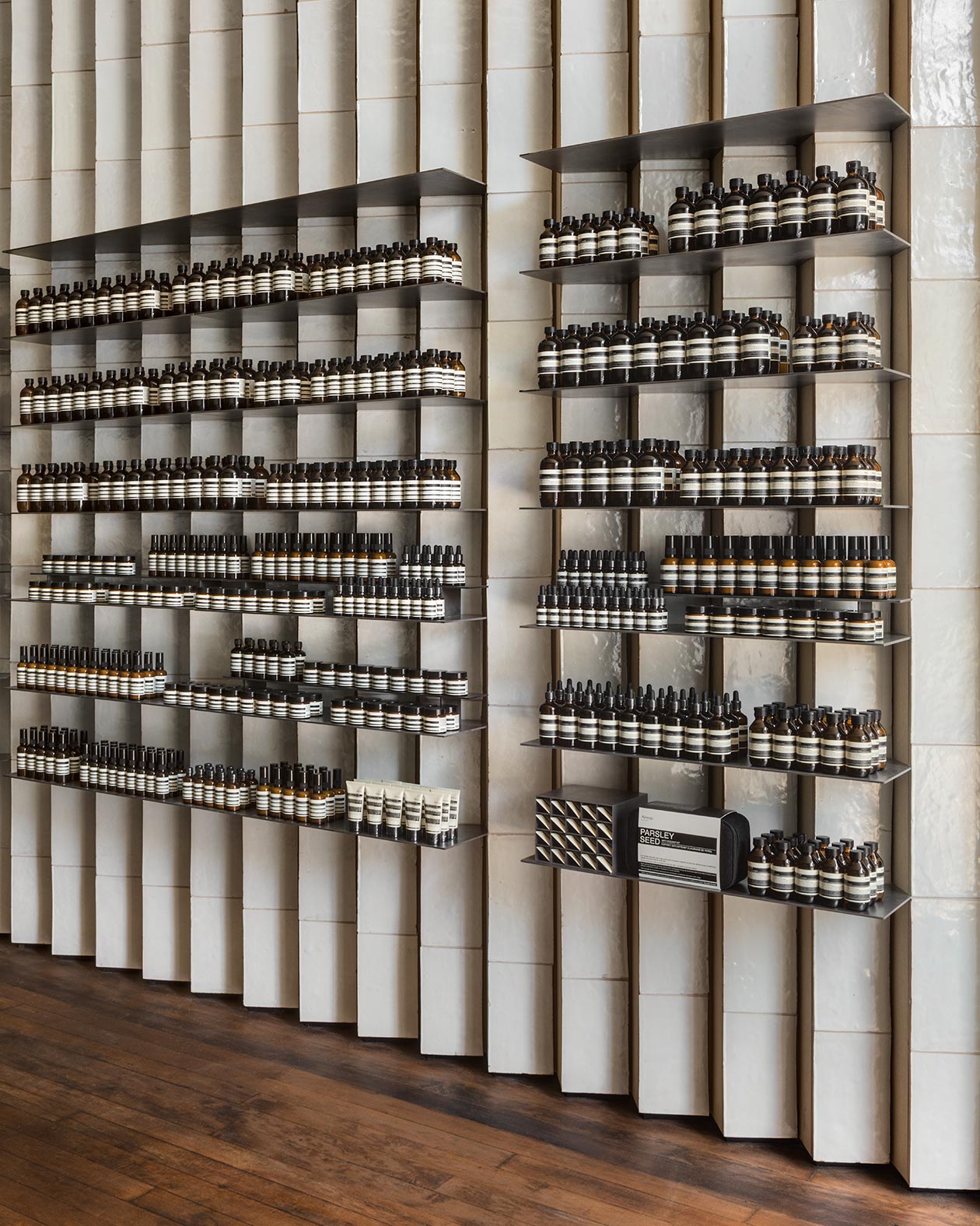 Aesop Williamsburg store shelving