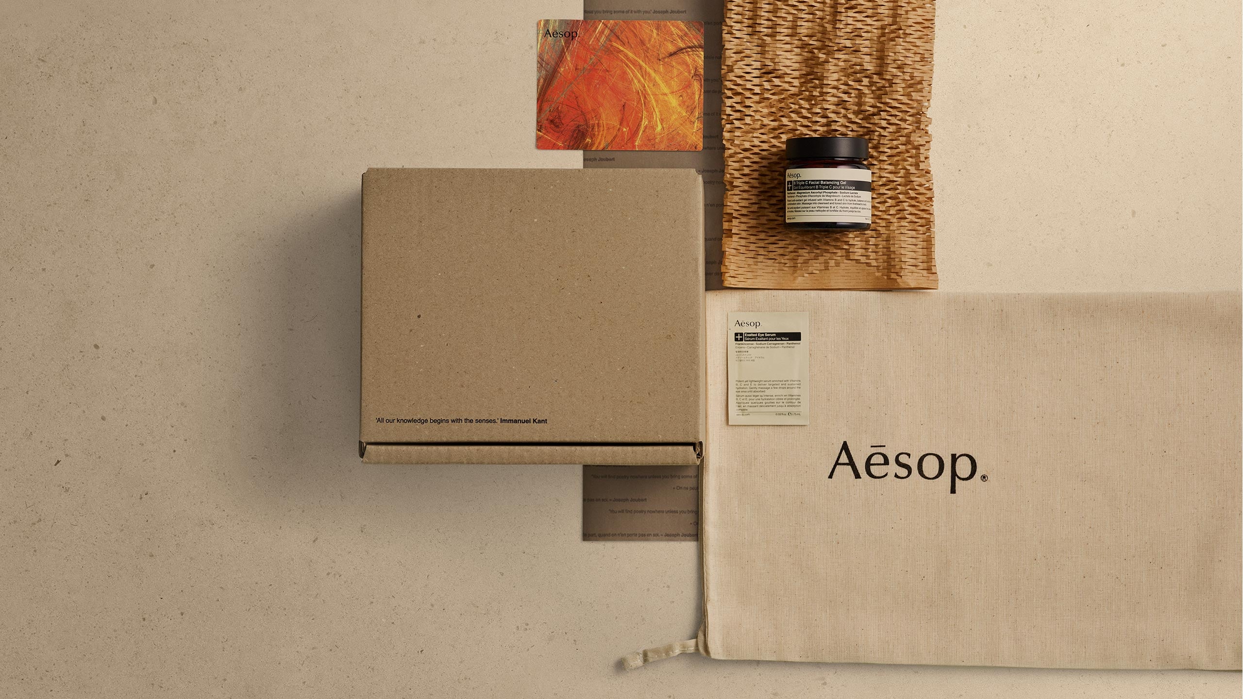 Image 75: Aesop gift wrapping box, cotton bag and a festive gift message card