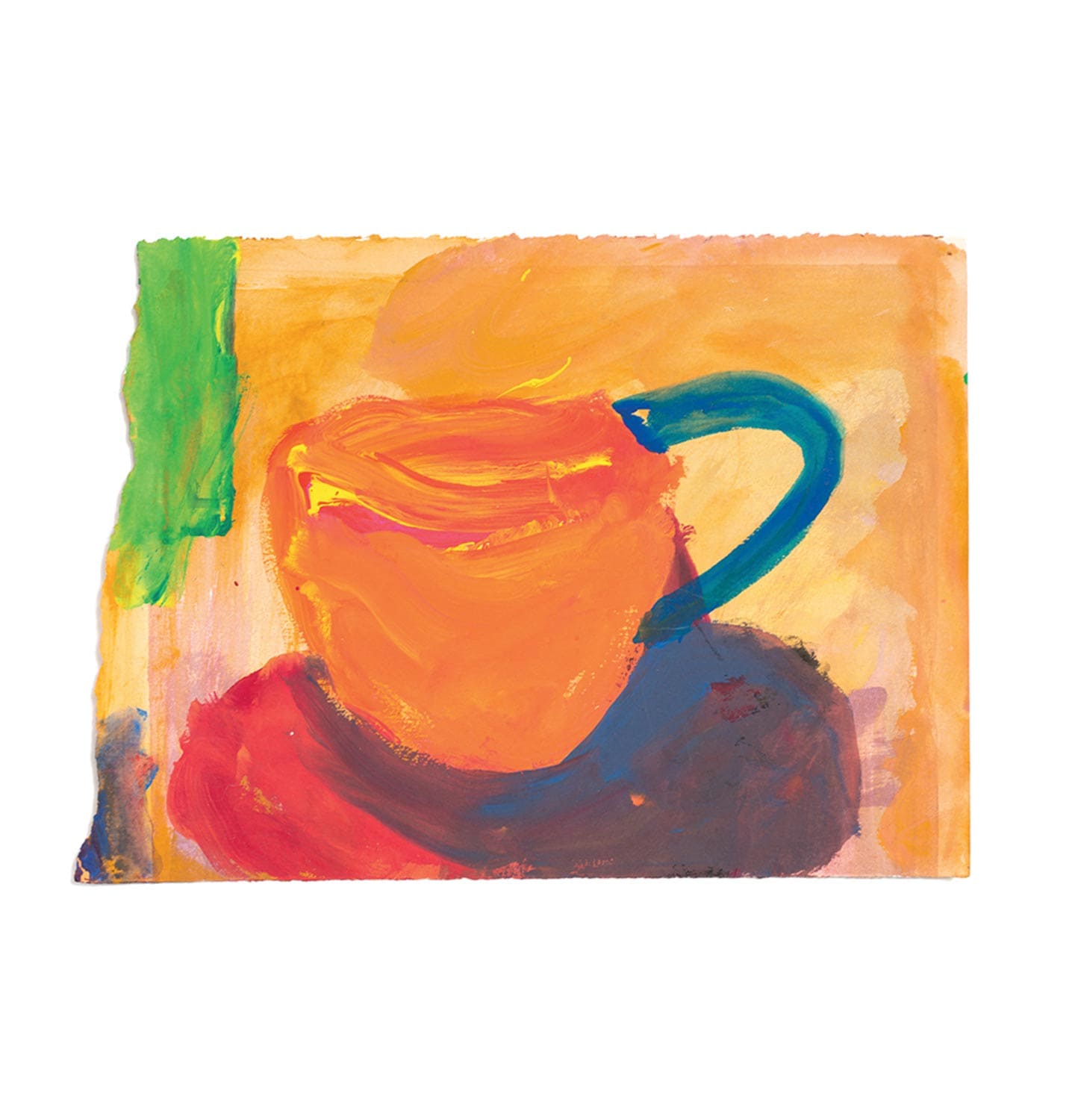 painted orange tea cup