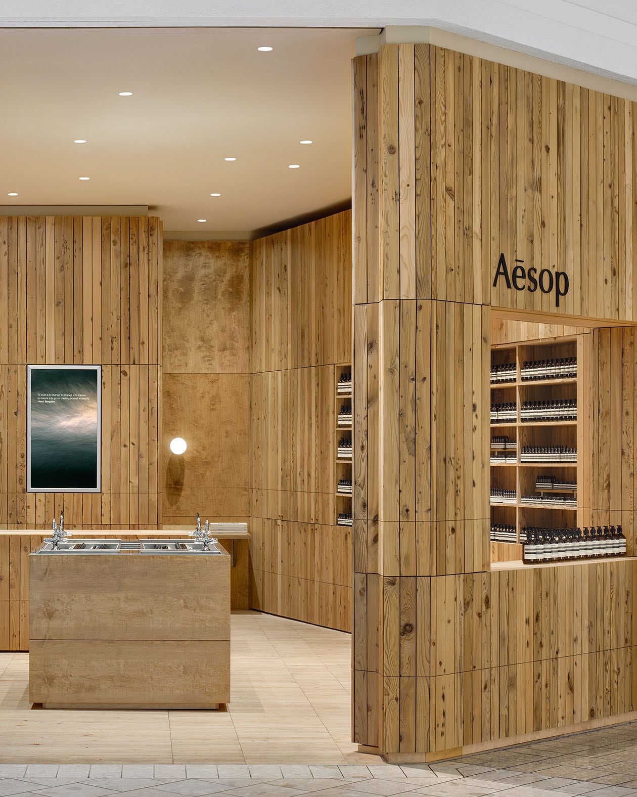 Store front featuring timber wall cladding