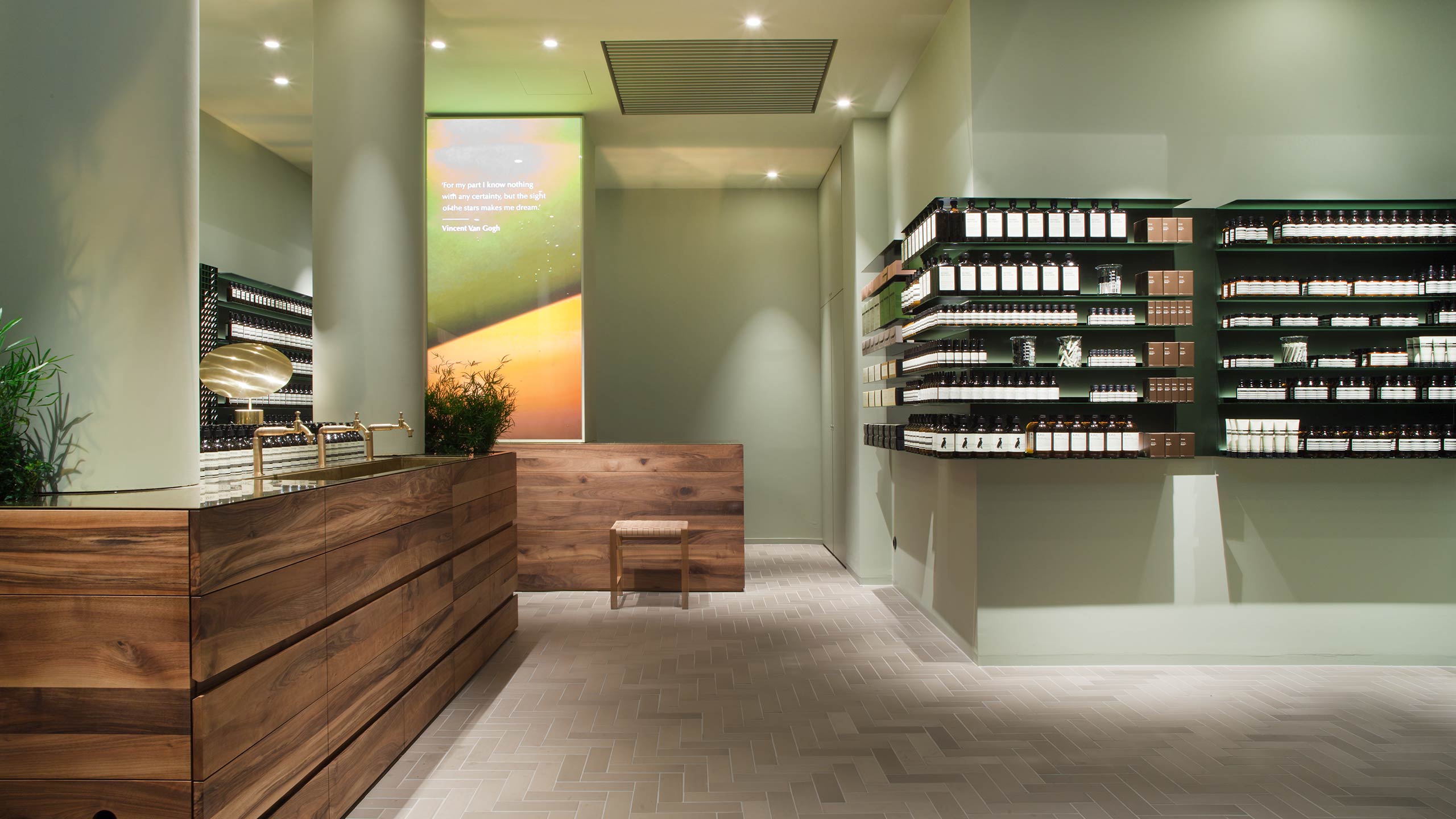 Aesop Kaiserplatz interior with basin and shelving detail