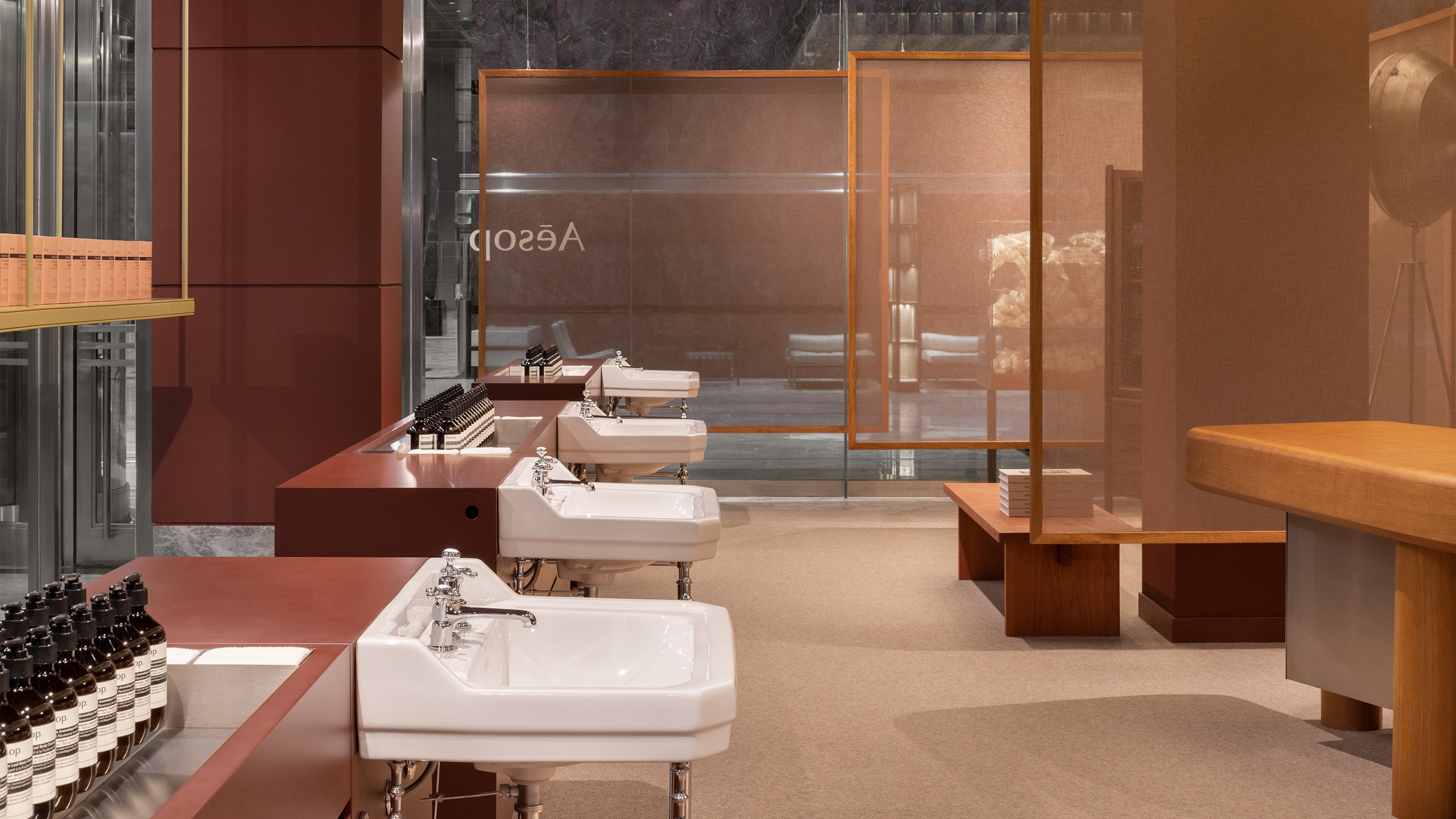 Aesop Canary Wharf store interior basin display