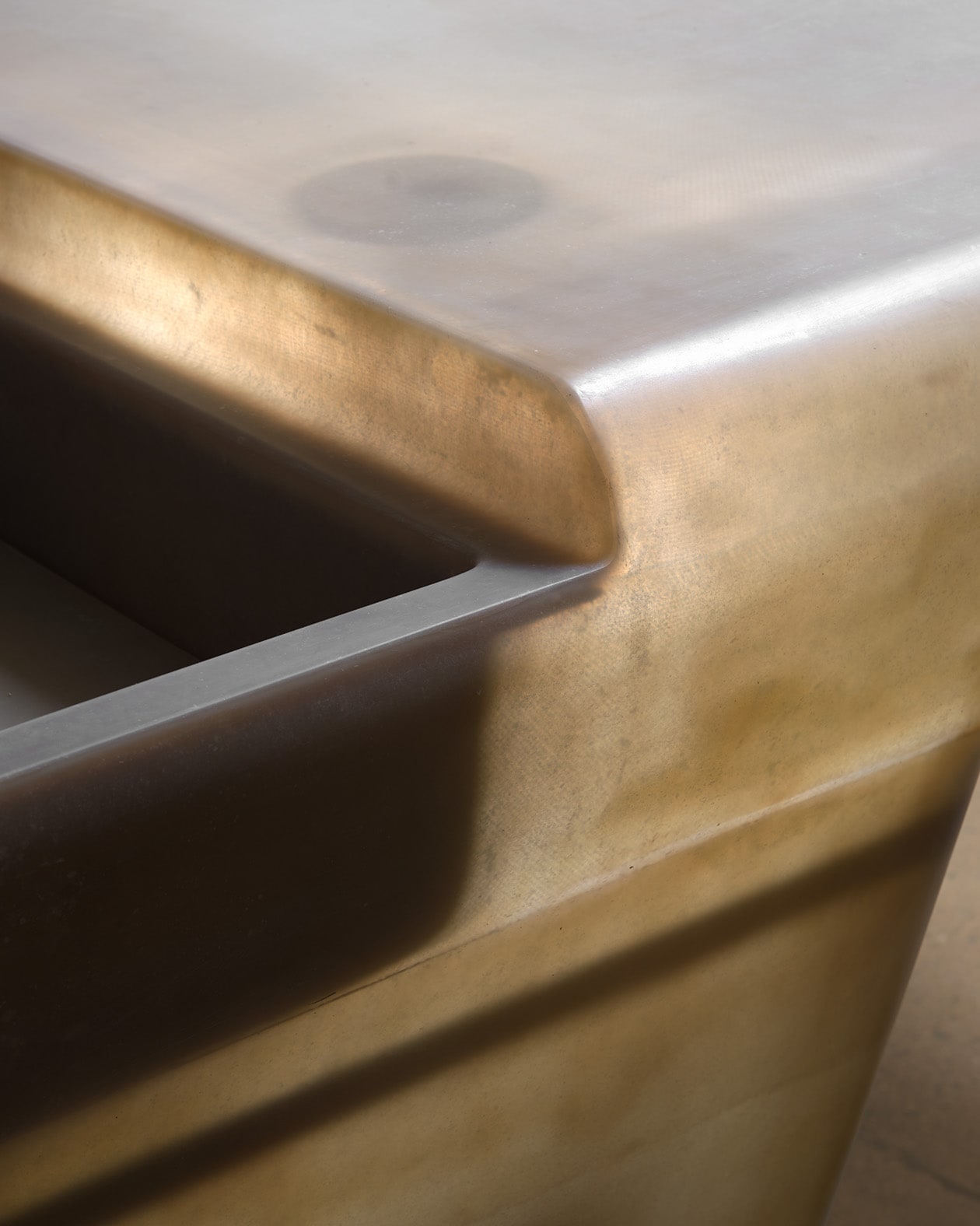 detail shot of corner of basin