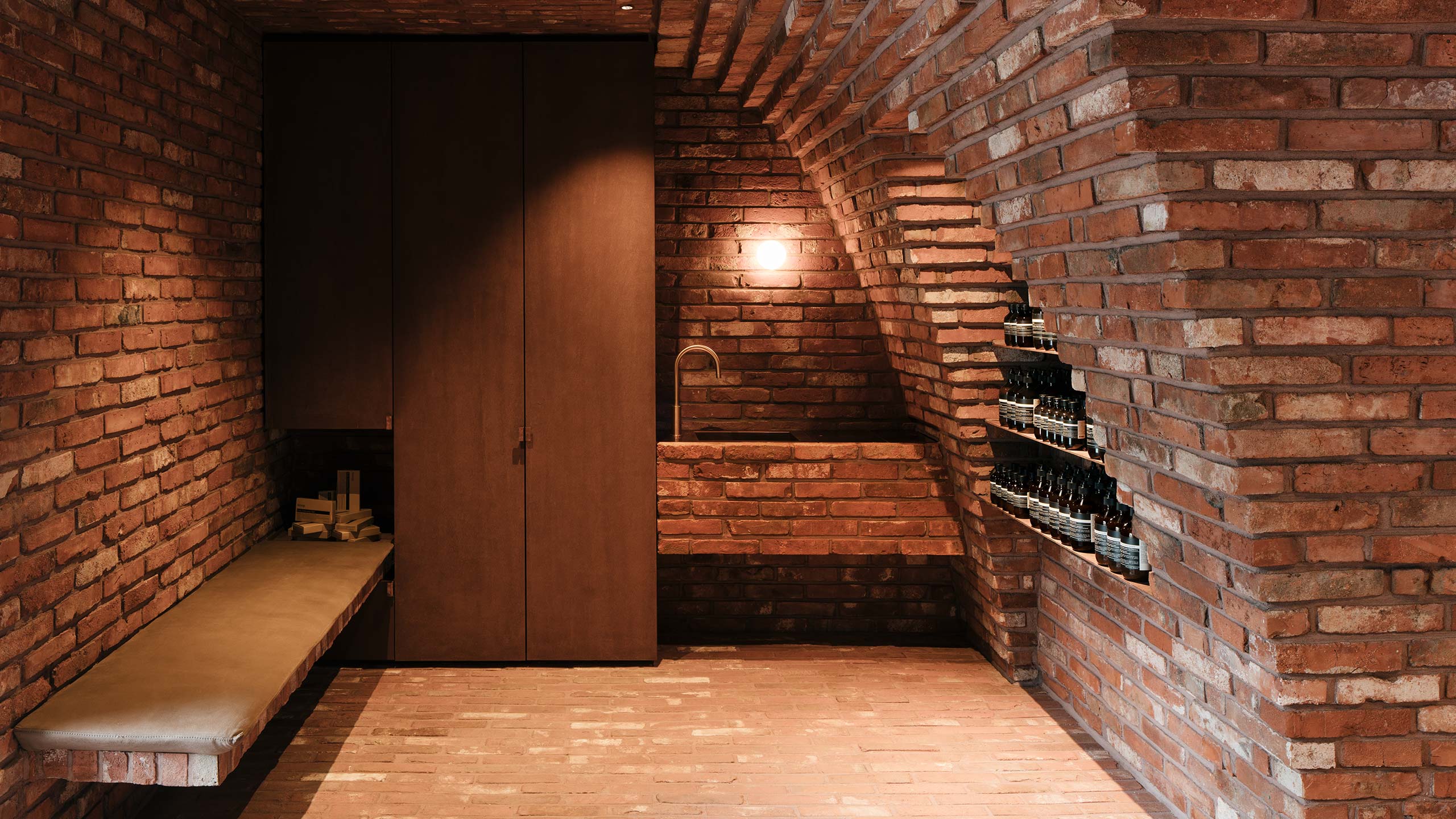 Aesop Sounds Hannam store interior with exposed brick 