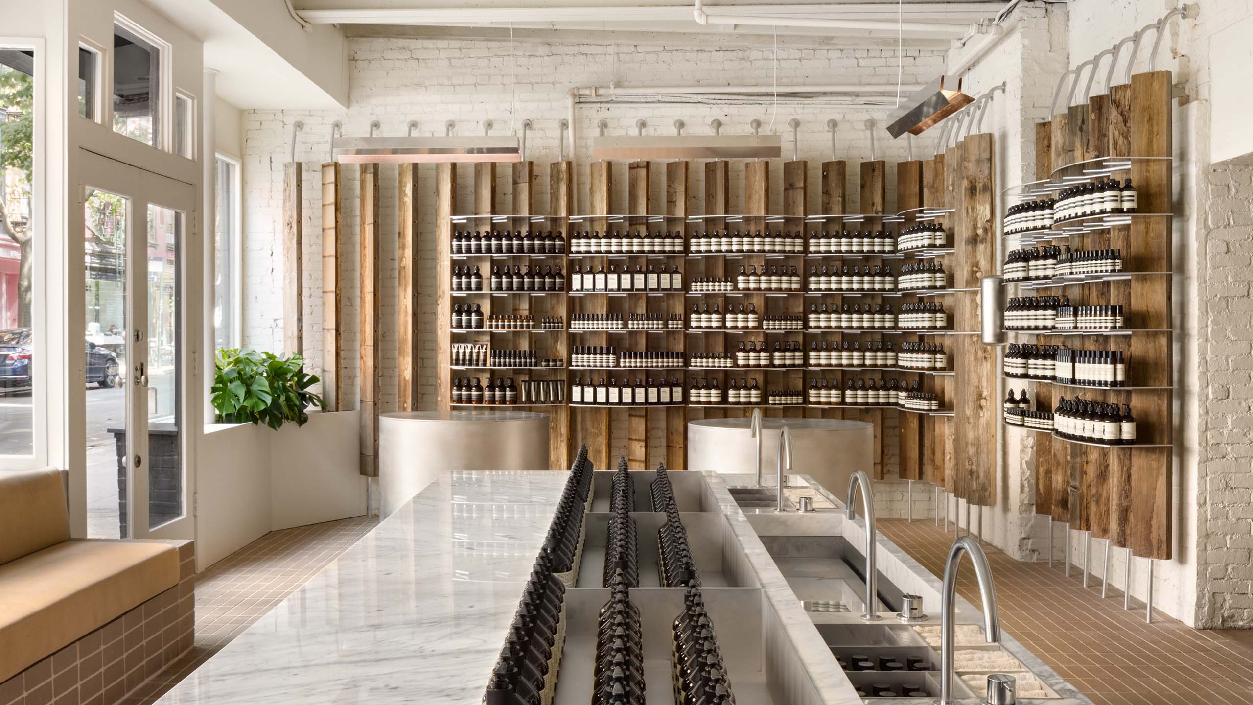 aesop nolita store interior product shelves