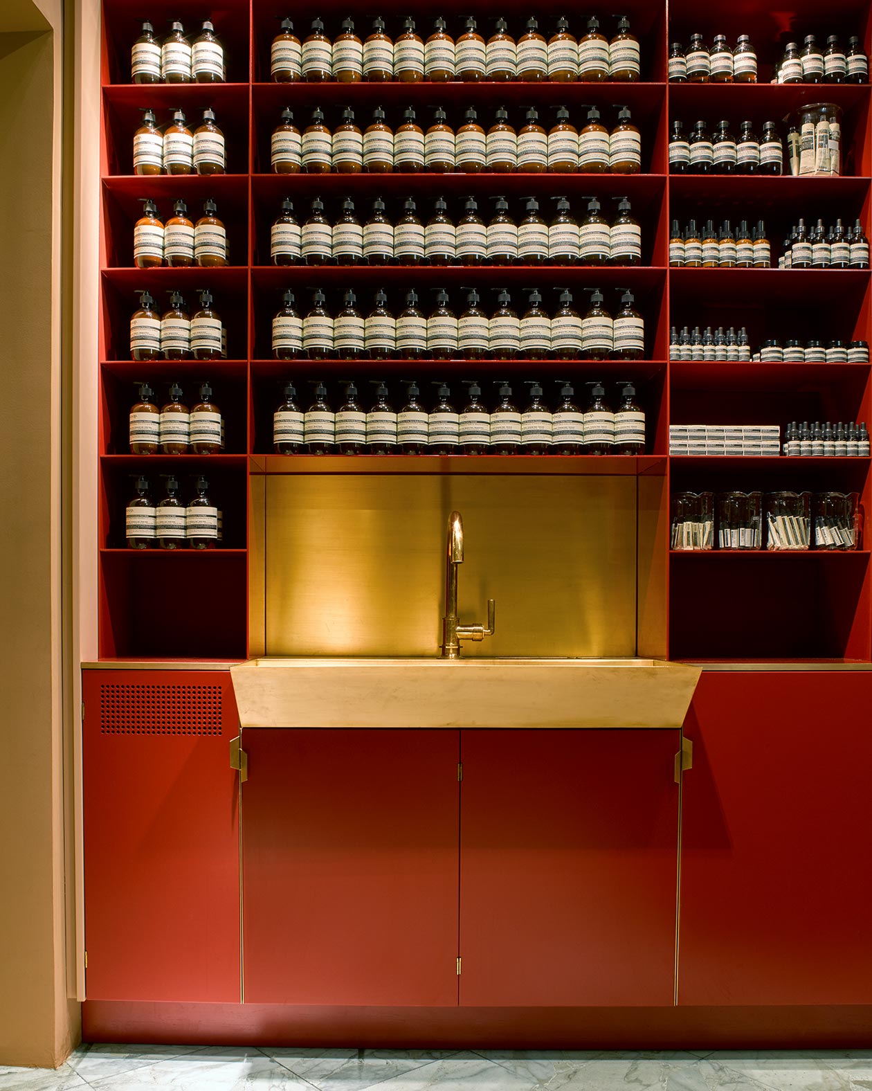 Aesop Lyon store interior basin and shelving