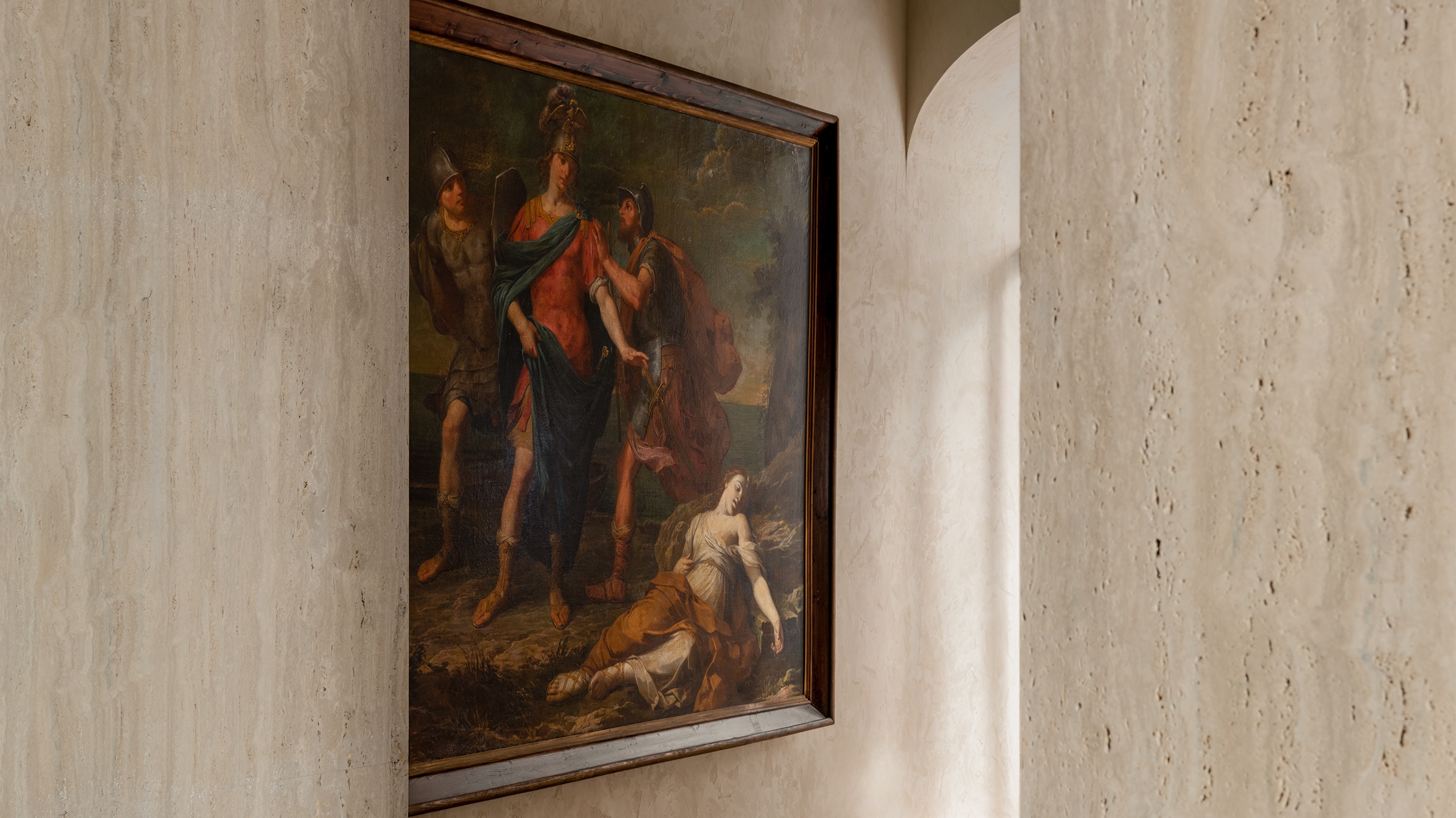 Aesop Via del Corso store interior featuring oil painting mounted on wall.