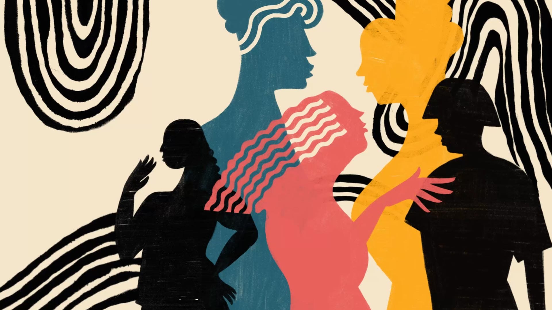 Illustration of colourful silhouettes.