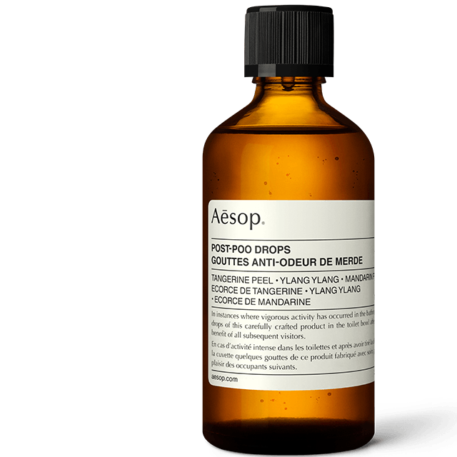 Amber glass bottle of Post-Poo Drops 100mL