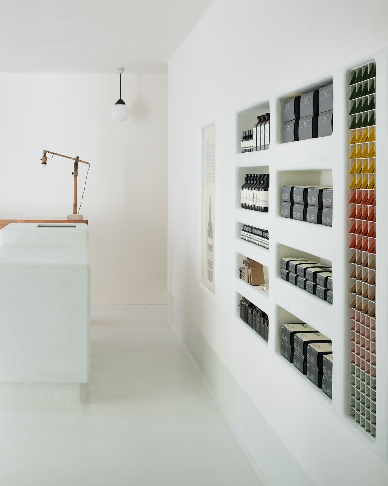 Aesop Kyoto store interior shelving detail