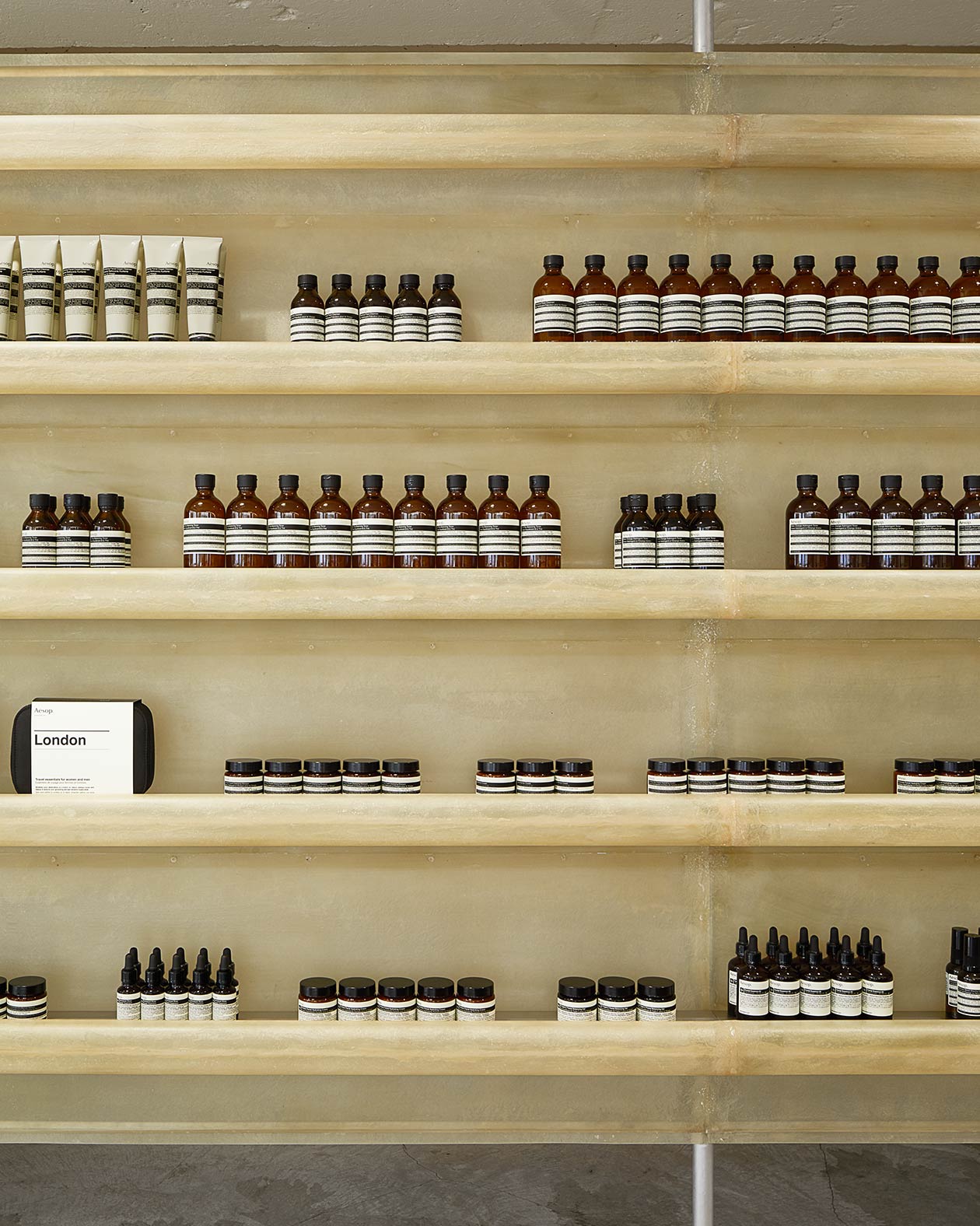 Aesop Jiyugaoka store interior shelving