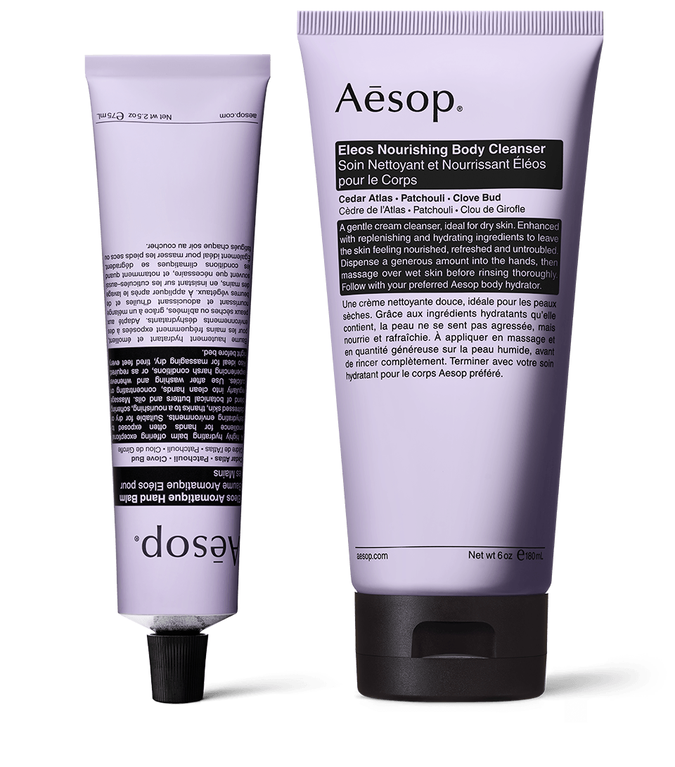 Eleos Nourishing Body Cleanser and Eleos Aromatique Hand Balm. 
