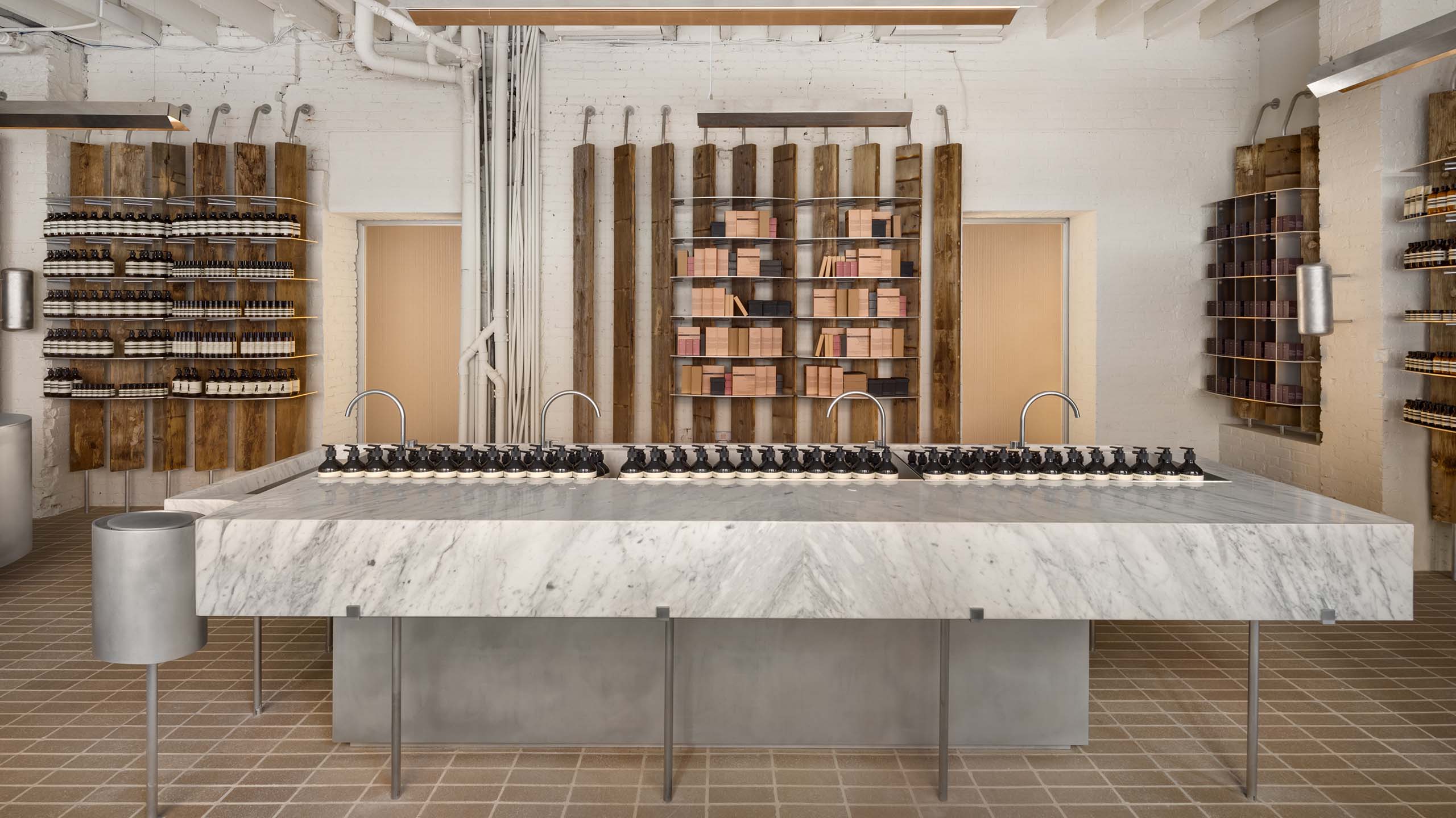 aesop nolita store interior basin and marble counter