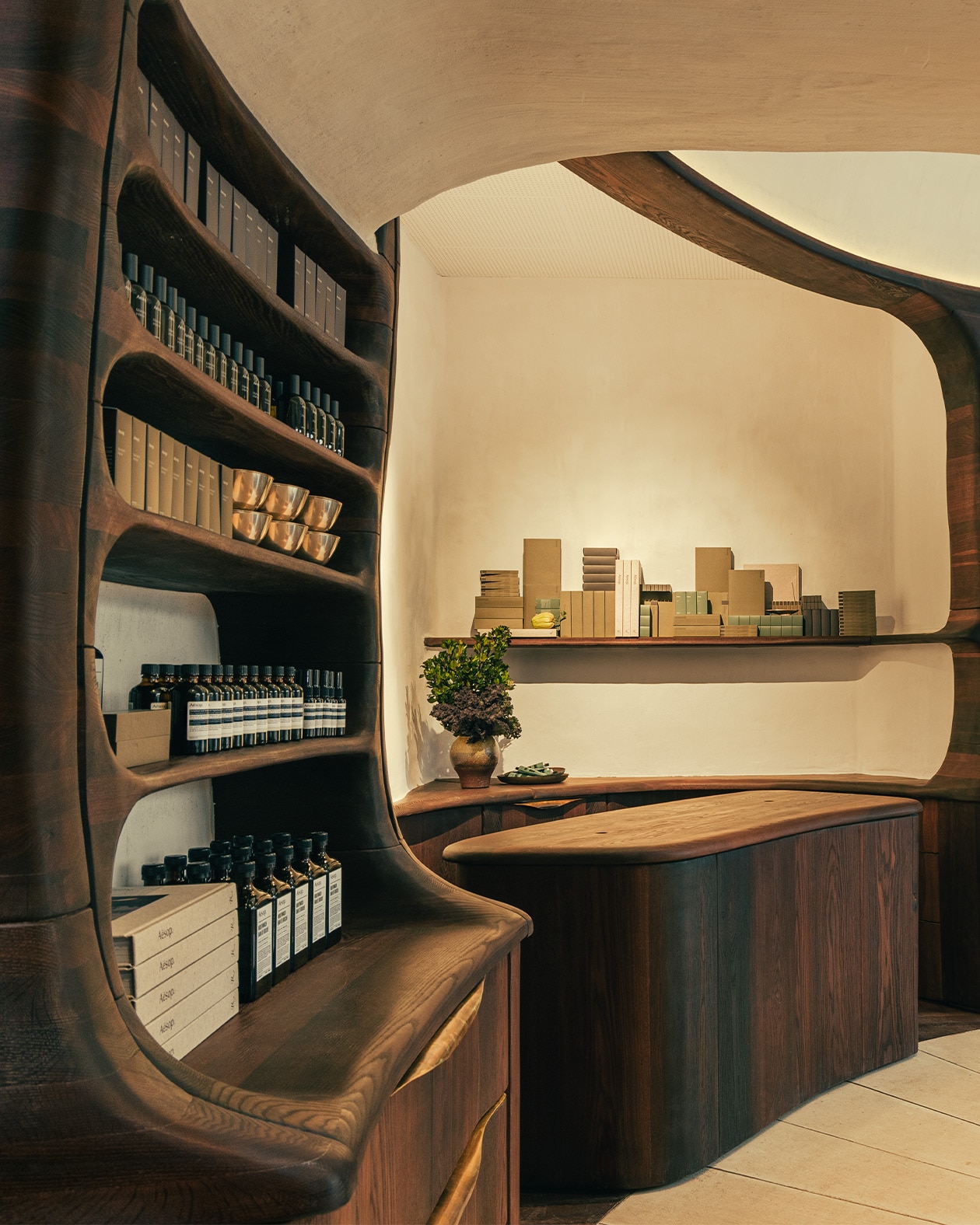 Aesop rue des Francs Bourgeois store interior featuring display with products