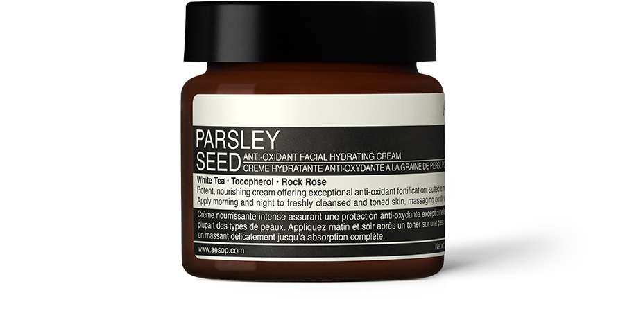 Parsley Seed Anti-Oxidant Facial Hydrating Cream en tarro ámbar