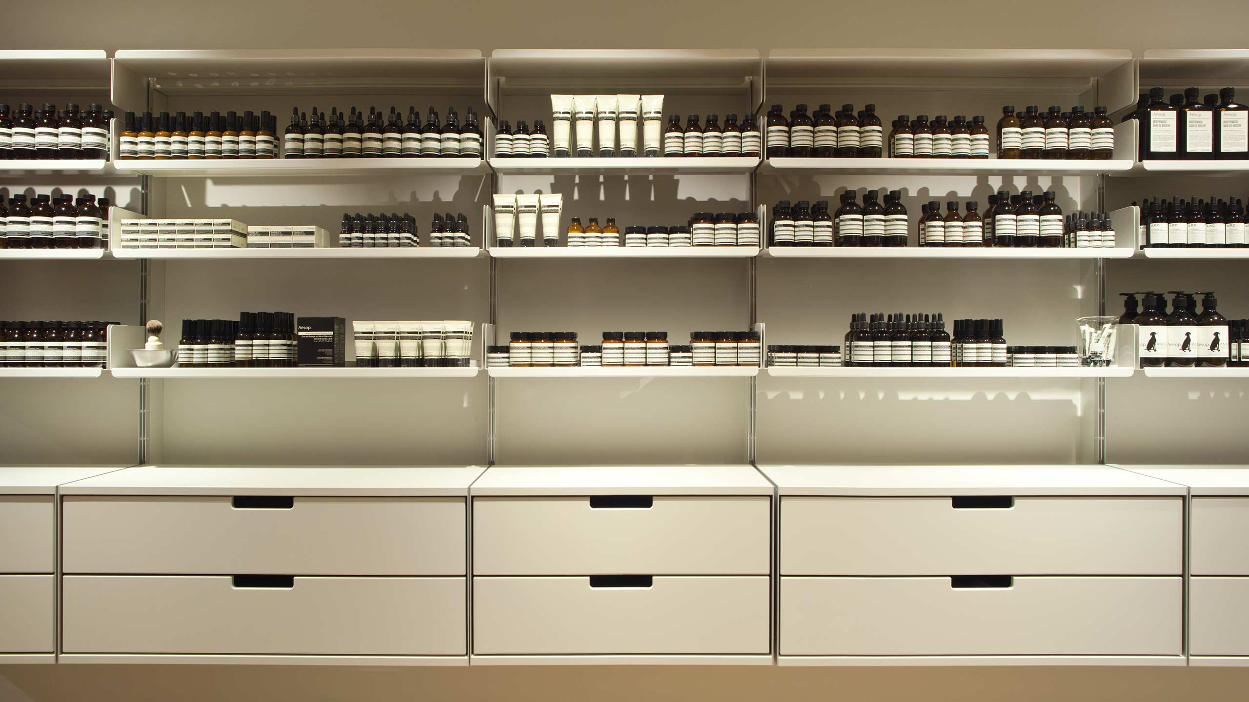 Aesop Bern store shelving