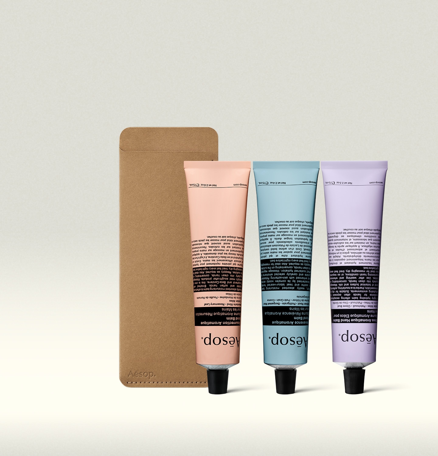 Aesop hand balms alongside the hand balm case