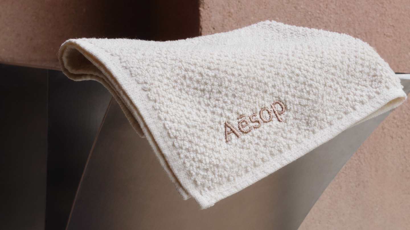 Aesop embroidered Face Towel