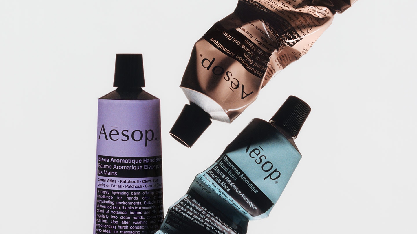 Aesop hand care products in 75mL aluminum tube