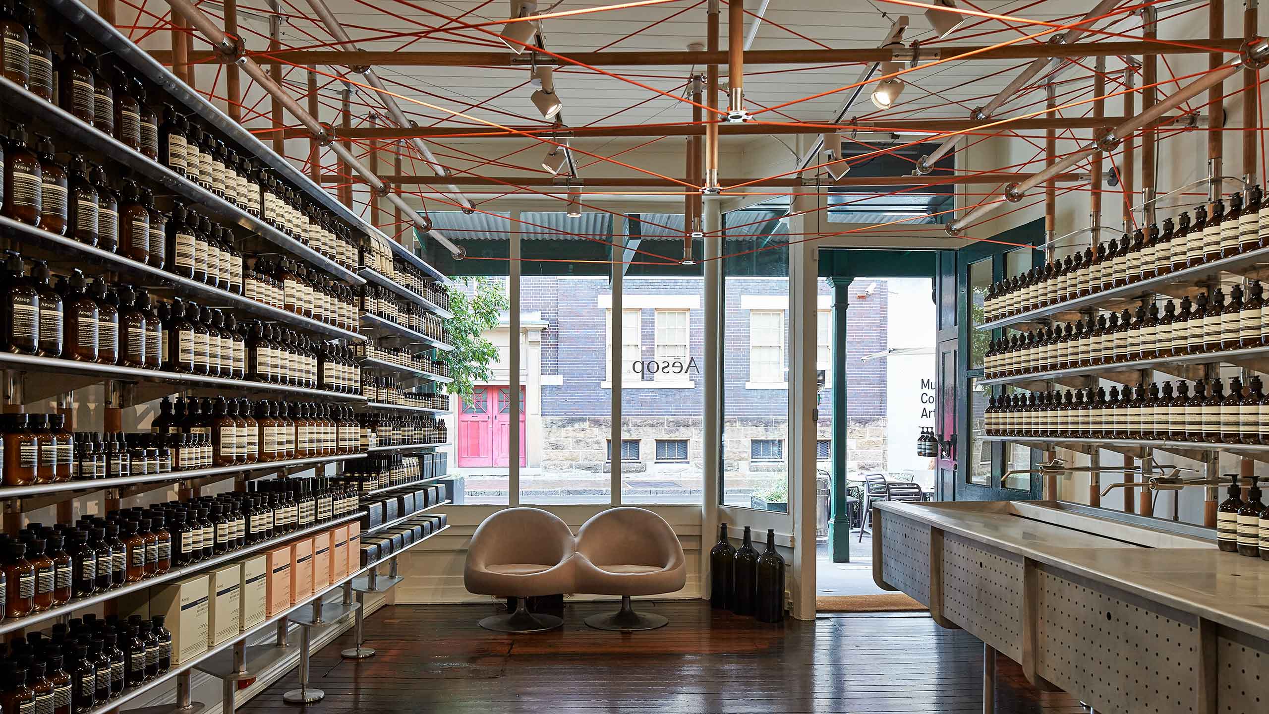 From an interior perspective showing the outside from the store window 